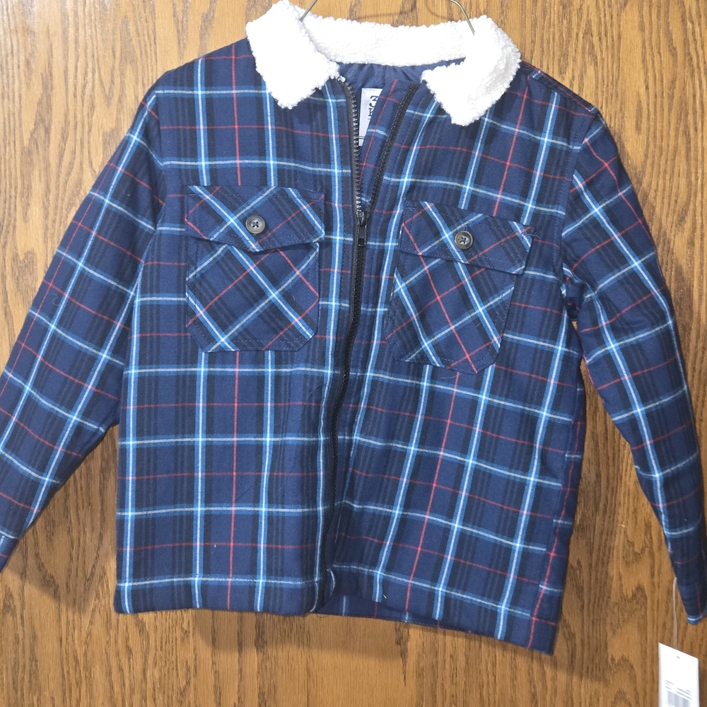 Plaid Jacket with Sherpa Collar
